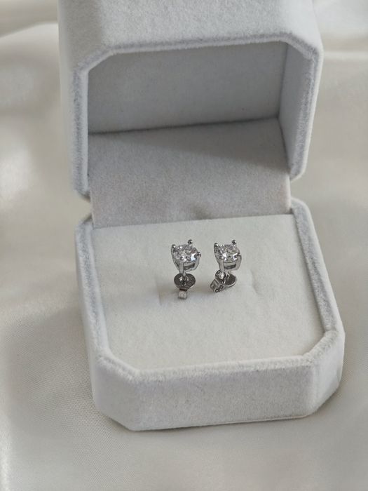 Cercei cu piatra 0.5ct x 2 (set) tip diamant - argint 925 - Moissanite