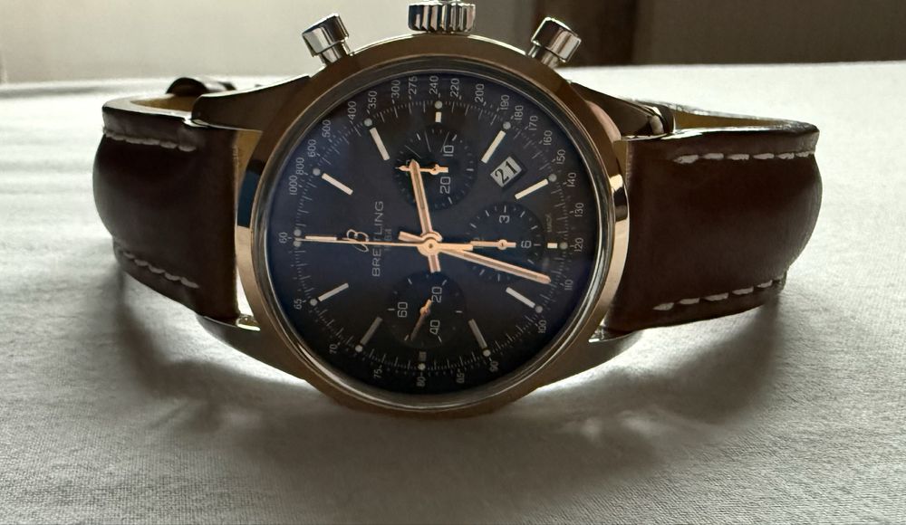 Breitling Transocean Chronograph 18k rose gold bezel