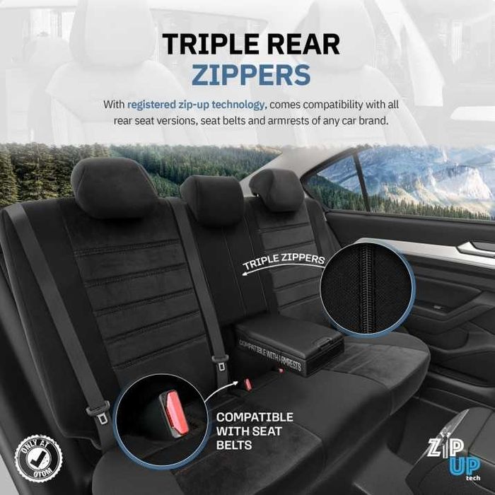 К-т Луксозна Тапицерия Automat-OTOM, Черна с бял шев, COMFORT LINE