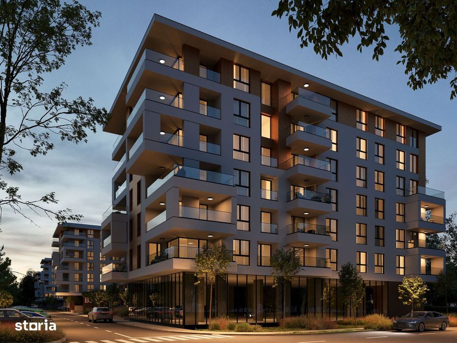 Apartament cu 2 camere, terasa ampla 14.40 mp, ansamblu cu piscina