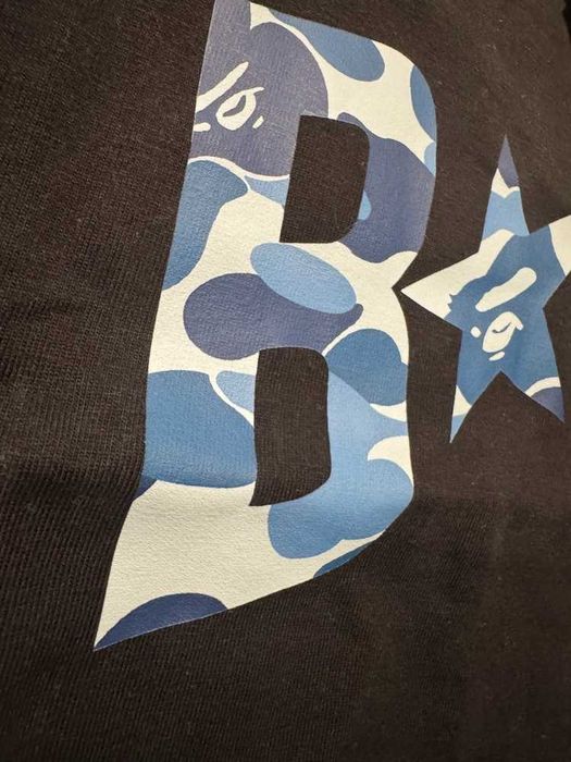 Bape Bapesta Blue Logo Black T-shirt