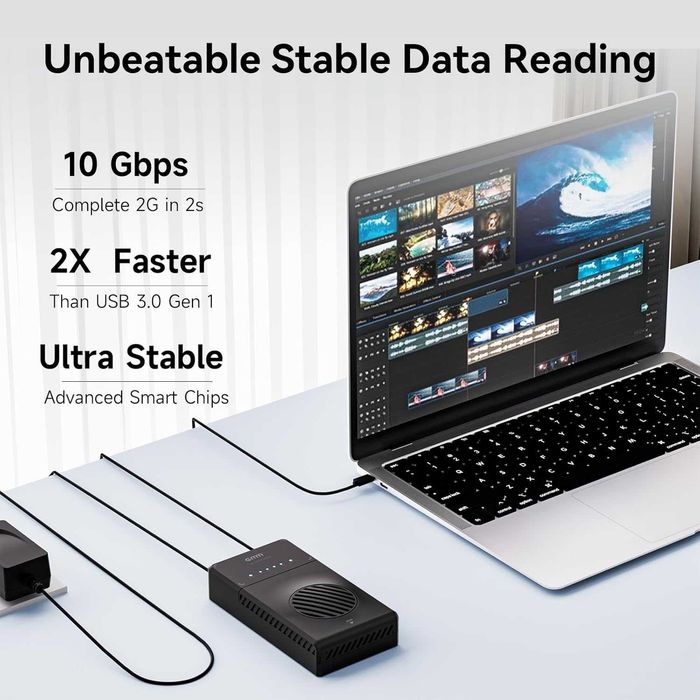 Докинг станция NVMe Clone, 10Gbit/s Dual-Bay Tool-Free USB C към NVME