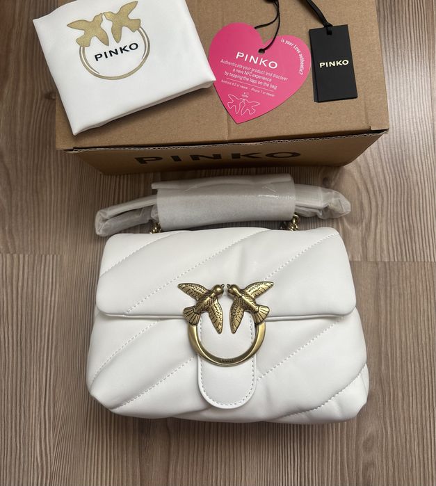 Дамска чанта PINKO Love Mini Puff в бял цвят