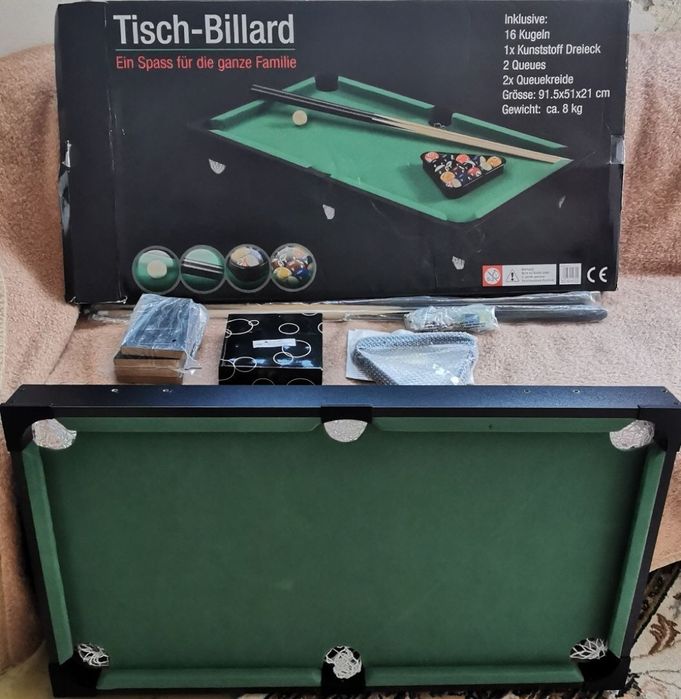 Vând masă de biliard pentru familie, copii, dimensiuni 91,5/51/21cm