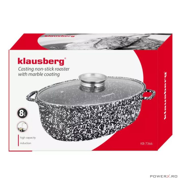 Vas pentru cuptor termorezistent, strat antiaderent marmura, cu capac,