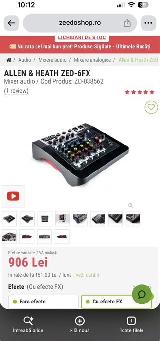Mixer Allen&Heath Zed-6FX stare noua