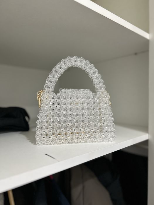 Сумка из бусин белая