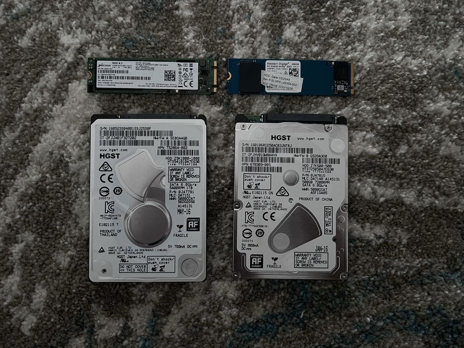 HDD și SSD laptop – 1TB / 500GB / 256GB – testate, stare bună