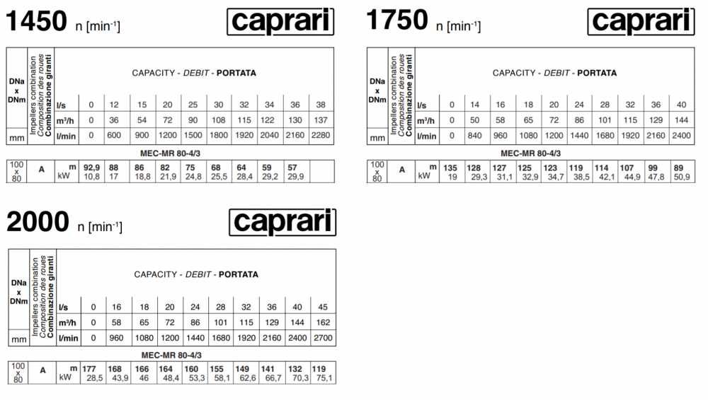 Помпа Caprari MEC MR80 MG80, MR65, MG100, A3/80, DMR80, DMR65