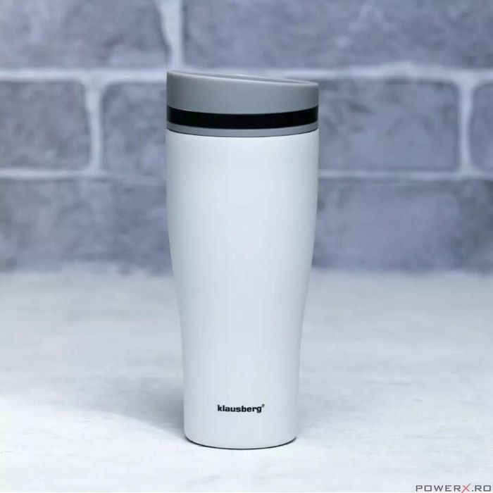 Cana termica, alba, 380ml, termos, inox, Klausberg