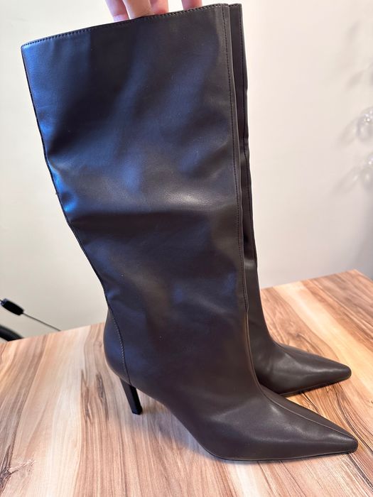 Mango – Кожени ботуши на висок ток – Размер 39 – Чисто нови с етикет