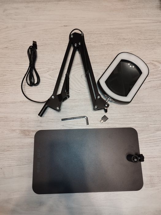 Lampă Cu Lupă Dreptunghiulară XL Onlyneo MAGN100BK 10X, Cu Talpă De Birou, Neagră