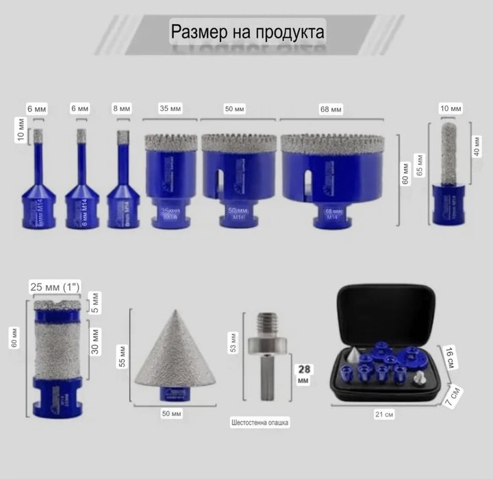 Диамантени боркорони за фаянс теракот гранитогрес SHDIATOOL