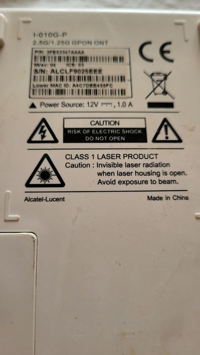 Оптичен терминал ONT Alcatel