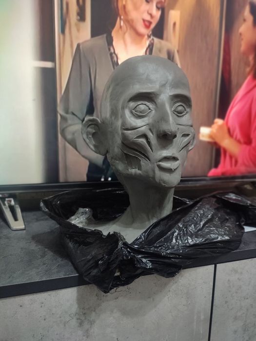 Голова из пластилина на каркасе