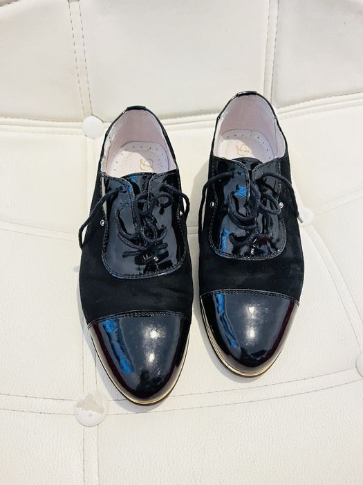 Pantofi casual dama piele negru/burgundy M 36