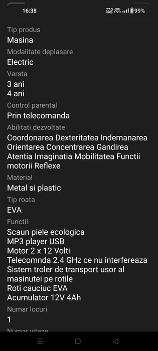 Mașinuță cu telecomanda pentru exterior