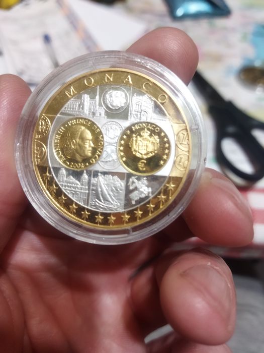 Сребърна монета от Монако с позлата 20g silver + 24k gold