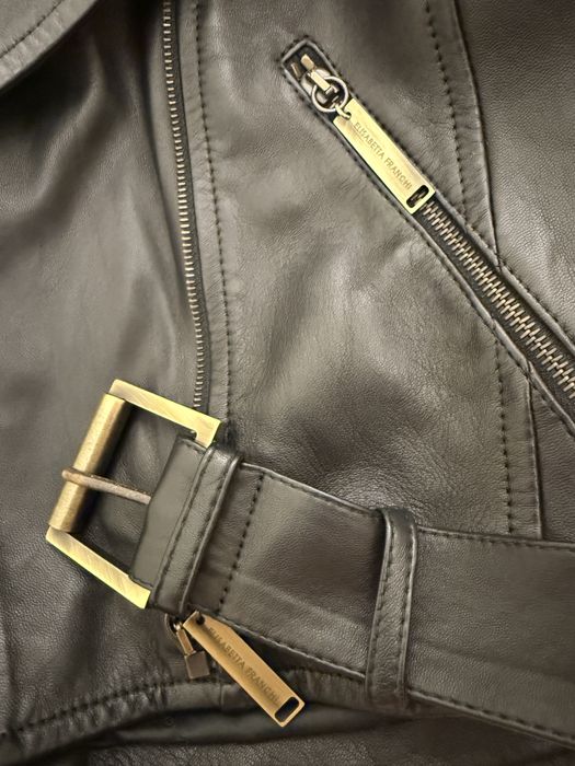 Geaca biker Elisabetta Franchi din piele naturala