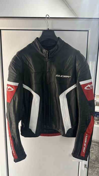 Geacă Moto SUOMY de Piele Racing marime 58 si Pantaloni Piele