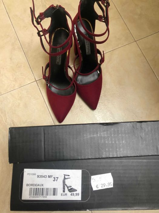 Нови маркови токове "Primadonna". Велурени, бордо, 37 н. 10 см ток