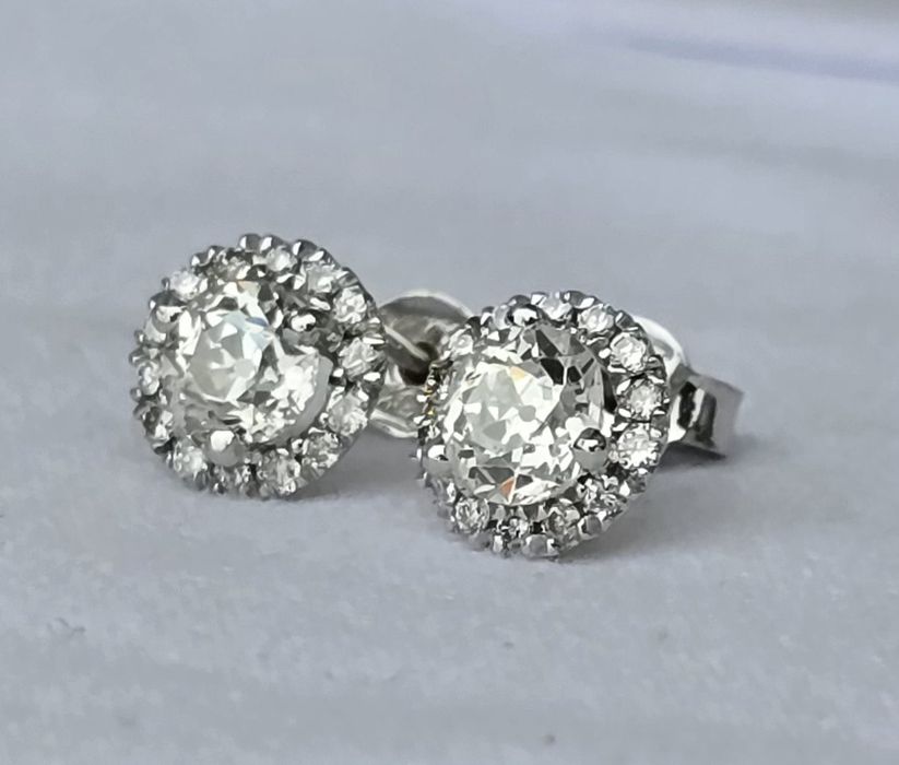 Cercei din aur alb 14k cu diamante naturale 1,10ct.