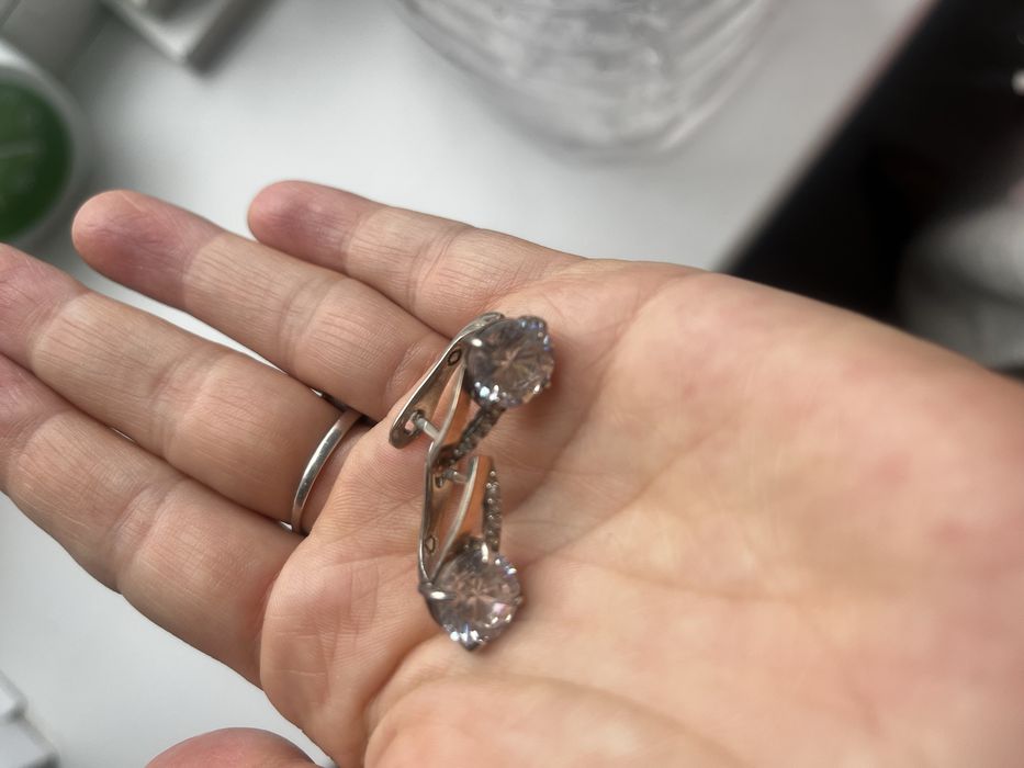 Серьги серебро с золотом