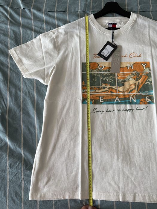 Tommy Jeans tricou unisex alb model beach club marimea L nou