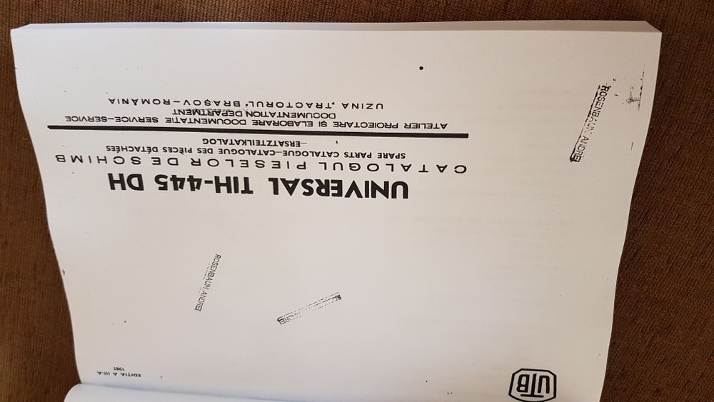 Carte/Catalogul Pieselor de Schimb TIH-445