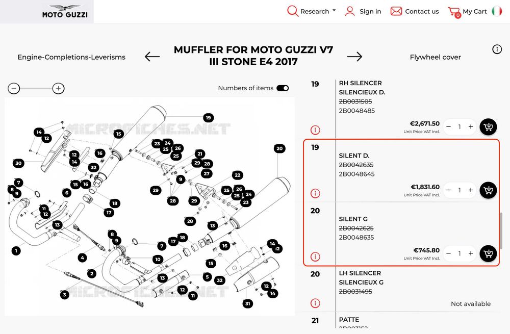 Evacuare oem Moto Guzzi V7 2017 - 2021