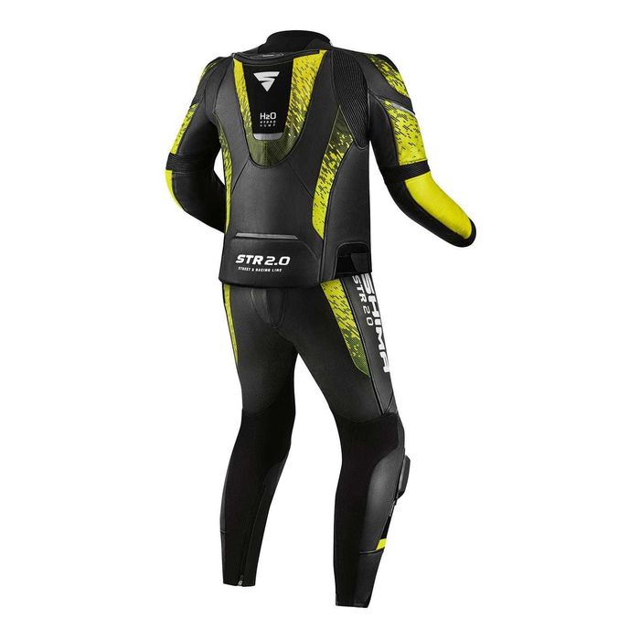 Кожен мото екип за мотор SHIMA STR 2.0 BLACK/FLUO 2PC