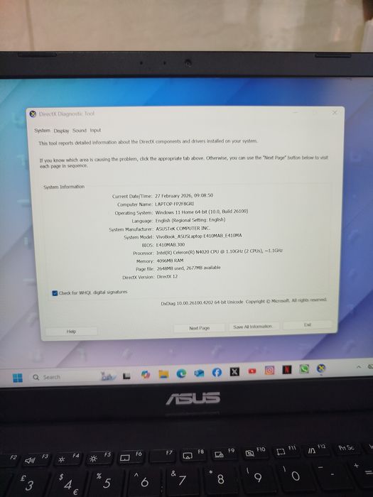 Notebook Assus slim  DDR 4