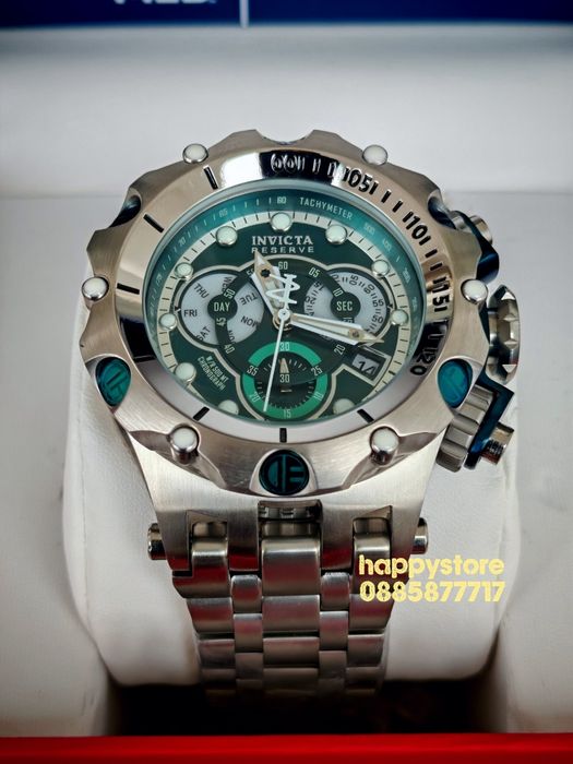 INVICTA Venom Reserve Silver green dial 54 mm, Инвикта нов часовник
