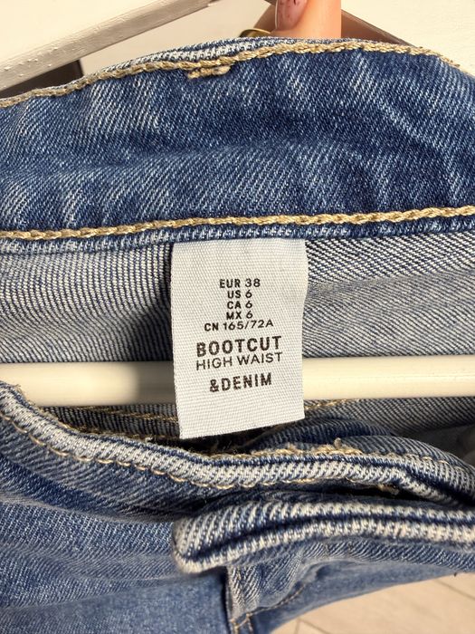Дамски сини дънки H&M, 38 размер, bootcut, high waist