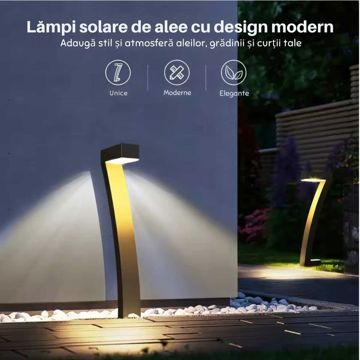 Set 4 lumini de gradina cu incarcare solara, durata de 12 ore