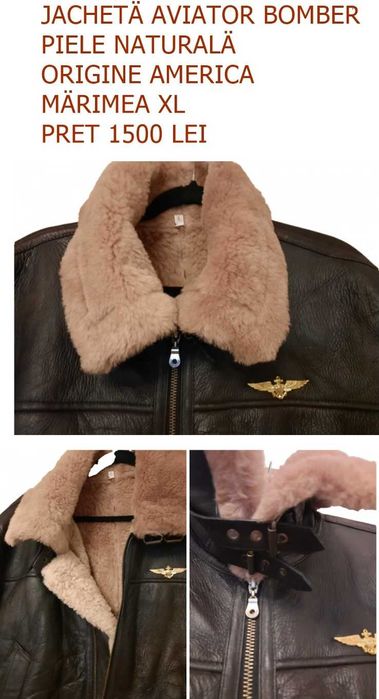 Jachetä Aviator Bomber originalä America, piele naturalä