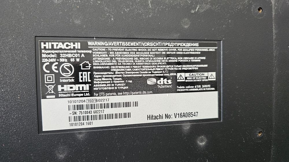 Televizor Hitachi 32HBC01 A (81 cm) + Suport de perete inclus