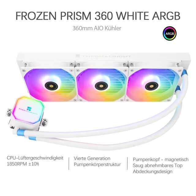 Thermalright 360 мм ARGB AIO охладител за процесор 3x120 мм PWM 2000RPM – Бял