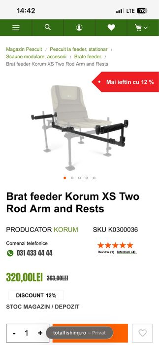 Vând combo pescuit la feeder