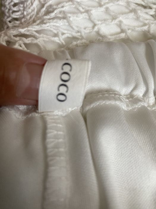 Дамска пола бяла дантела памук