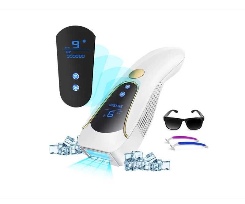 Aparat epilare IPL 3 în 1, 999900 flashuri,  ICE, 9 trepte intensitate