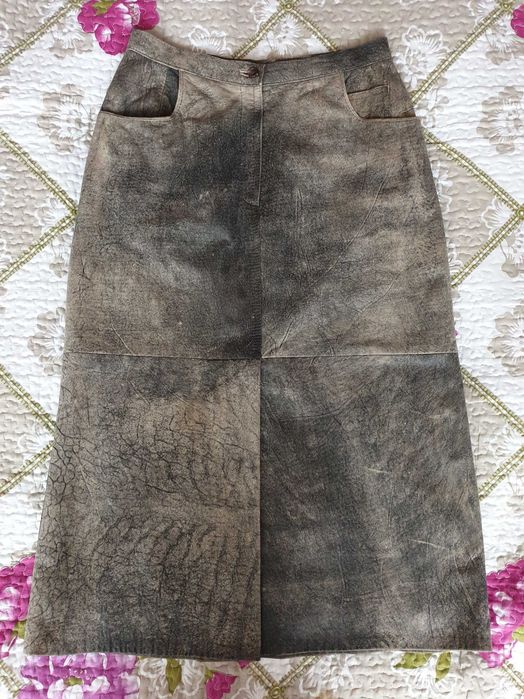 Fusta piele naturala midi