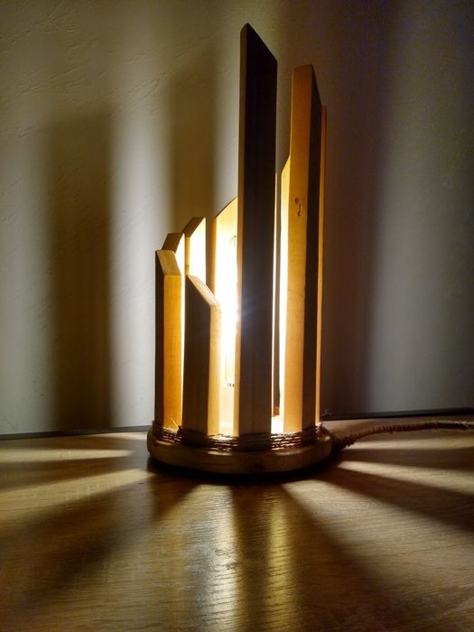 Дървена ръчно изработена нощна лампа, декорация, арт, масив, подарък