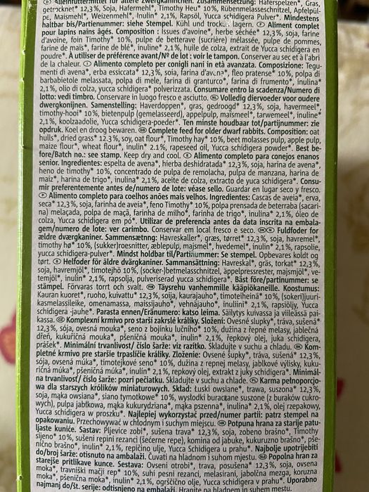 Mâncare iepuraș senior