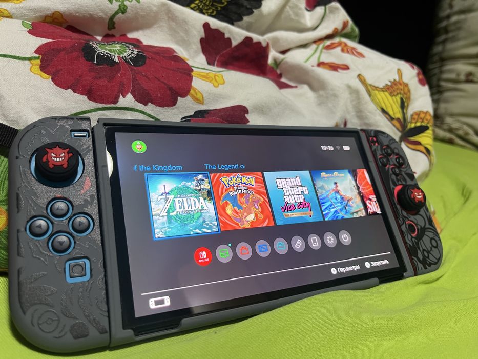 Прошитый,прошитая,взломанный nintendo switch OLED red neon