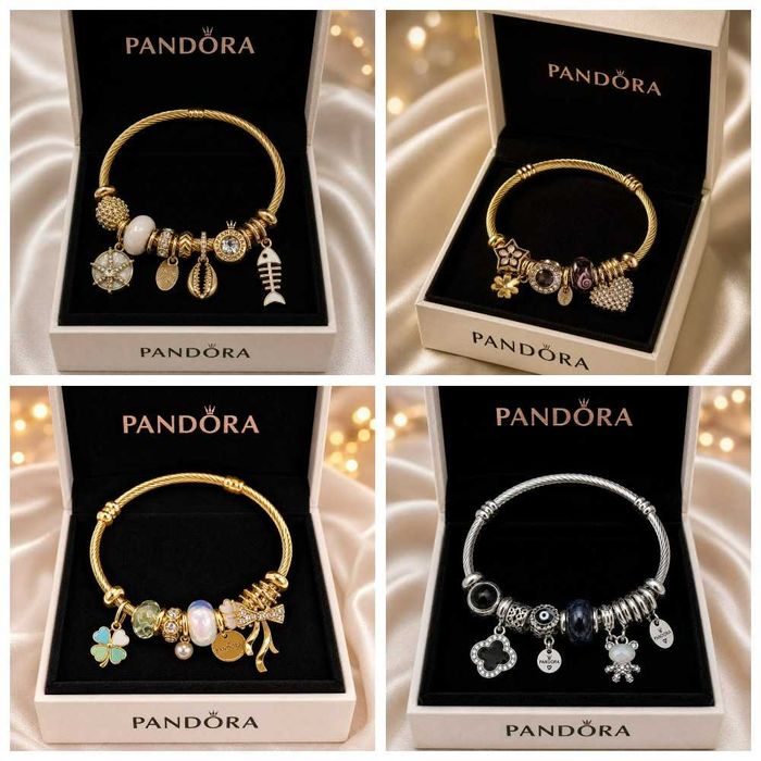 Гривни Pandora Pink Angel Key, Butterfly Gold, Blue Handmade,  Black Moon Gold, Purple Moon