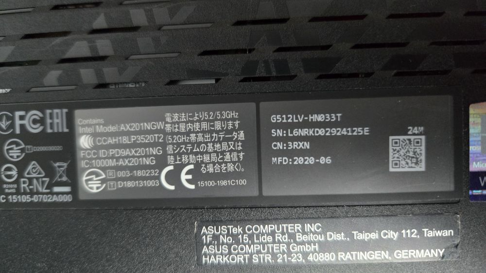 Asus g512LV ноутбук