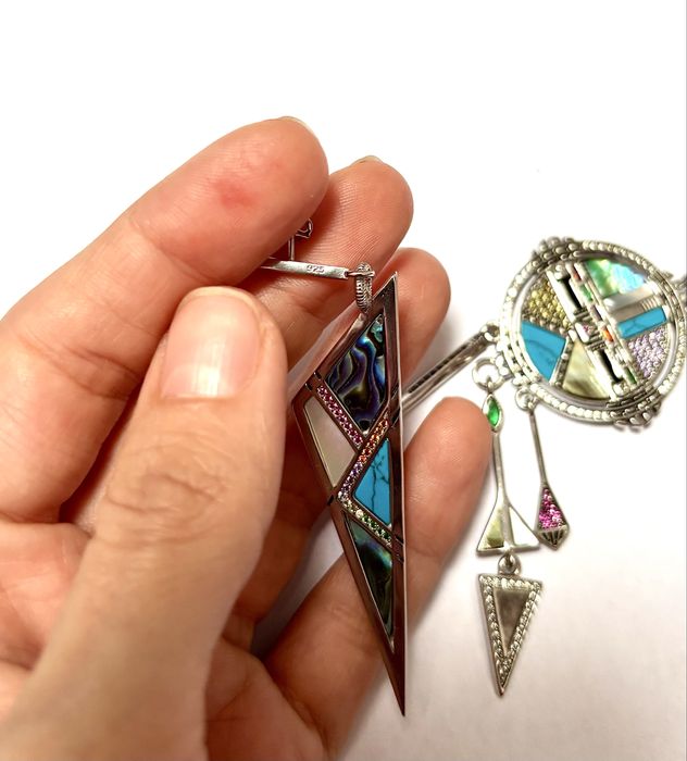 Set Argint 925 masiv AMULETA NOROCULUI pandantiv si cercei