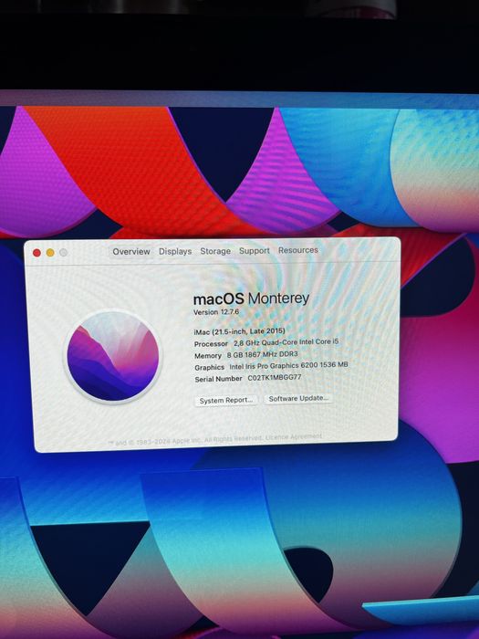 іМас 21,5" 2015, RAM 8GB, Intel Core i5, 1TB