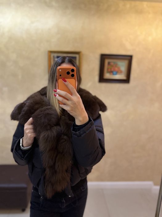 Geaca cu puf si guler blana naturala